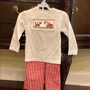 Silly goose smocked two piece boys. 18 months